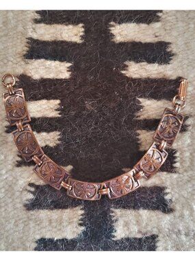 Unisex Vintage 1960's Copper Zuni Knifewing Panel Bracelet